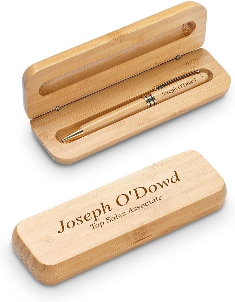 Personalized Bamboo Wood Pen & Case Set for Executive Gifts