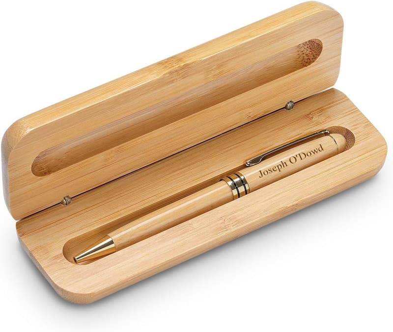 Personalized Bamboo Wood Pen & Case Set for Executive Gifts
