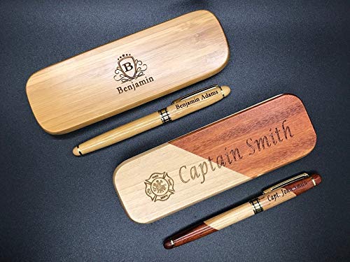 Personalized Maple & Rosewood Executive Pen Set