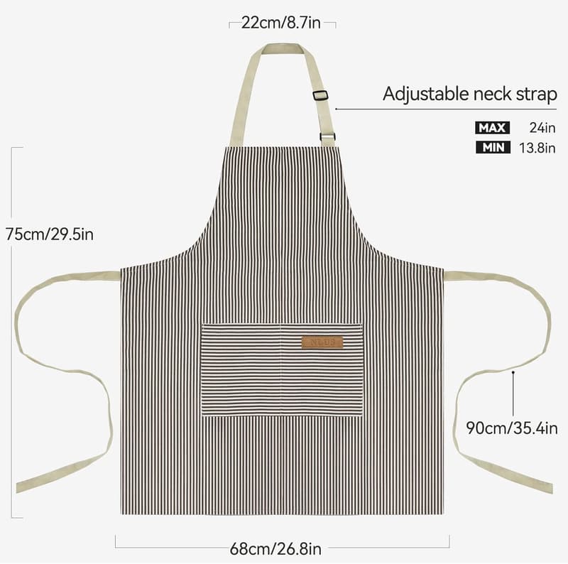 Adjustable Bib Apron Set for Men and Women – Black/Brown Stripes