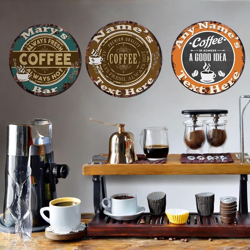 Custom Personalized Rustic Coaster for Coffee Shop Decor