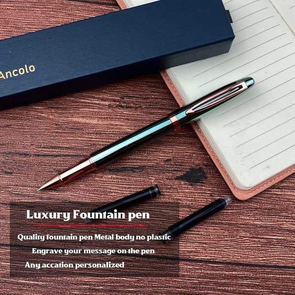 Personalized Executive Fountain Pen - Metal Body, Custom Engraving