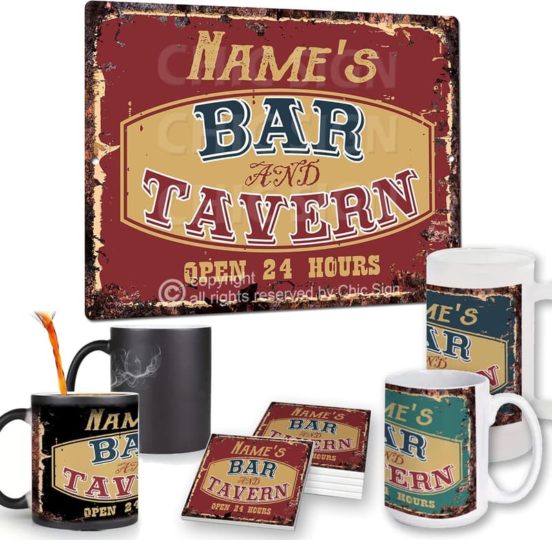 Personalized Rustic Metal Bar Sign for Home or Pub Decor