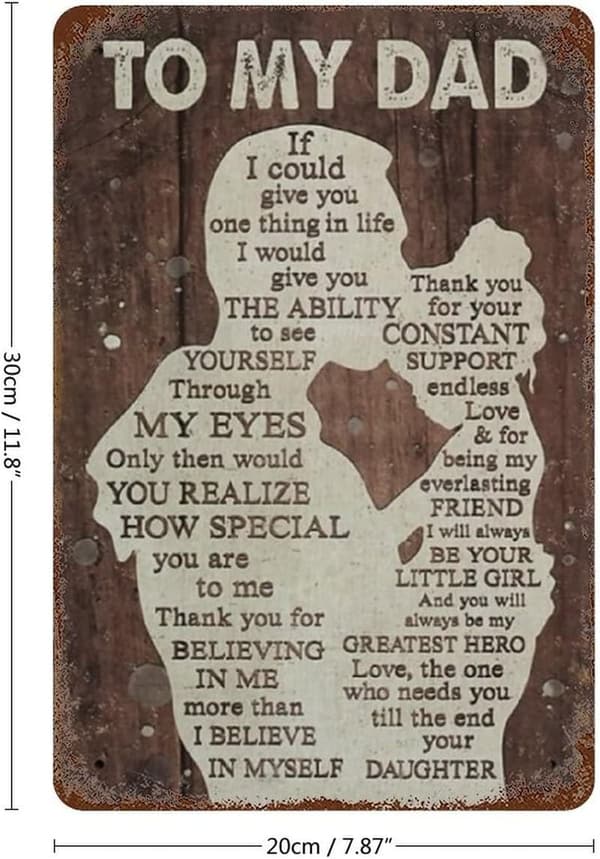 Funny Vintage Metal Sign for Dad - Retro Wall Decor 8x12 Inches