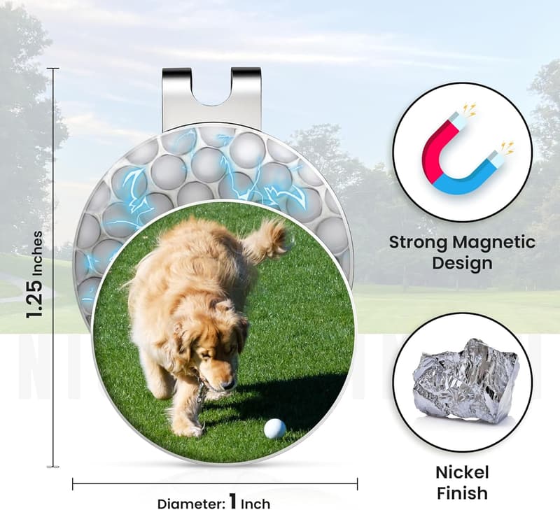 Magnetic Golf Ball Marker Hat Clip with Customized Photo