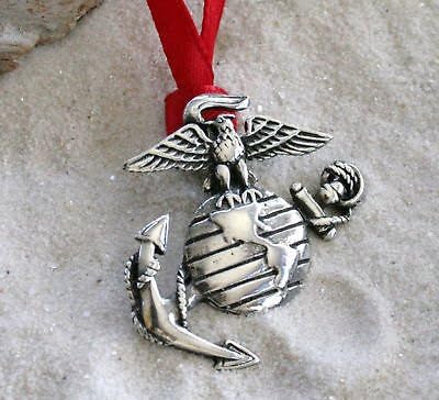 USMC Semper Fi Pewter Christmas Ornament