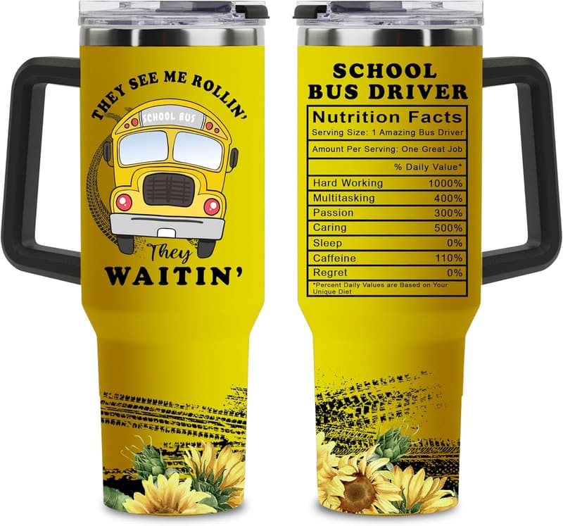 Bus Driver Appreciation 40oz Tumbler with Handle and Straw