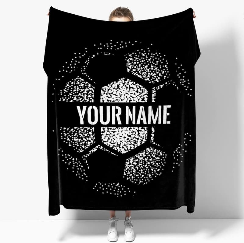 Personalized Soccer Blanket - Custom Name, Soft & Comfortable, 60