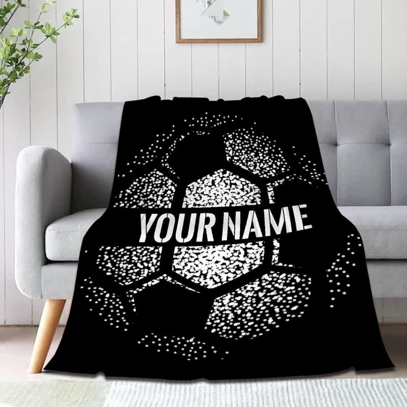 Personalized Soccer Blanket - Custom Name, Soft & Comfortable, 60