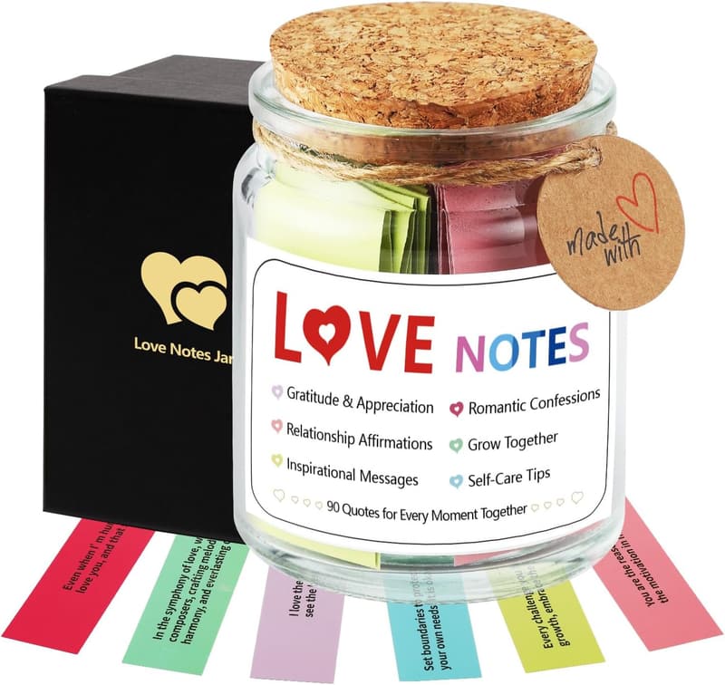 90 Romantic Love Notes Jar for Couples – Anniversary & Birthday Gift