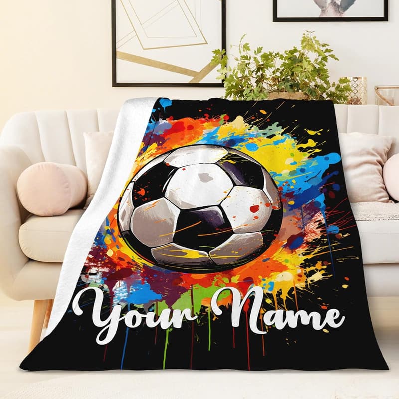 Personalized Soccer Blanket for Kids - Soft, Cozy & Warm 50x40 Inches
