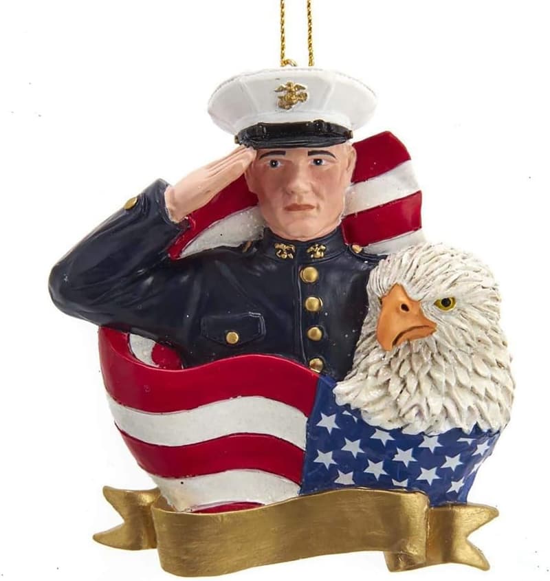 Personalized U.S. Marine Corps Eagle Ornament with American Flag