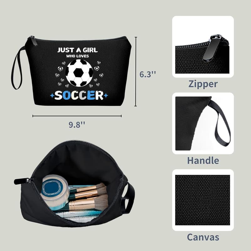 Soccer Cosmetic Makeup Bag for Girls - Travel Organizer