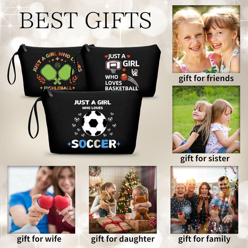 Soccer Cosmetic Makeup Bag for Girls - Travel Organizer