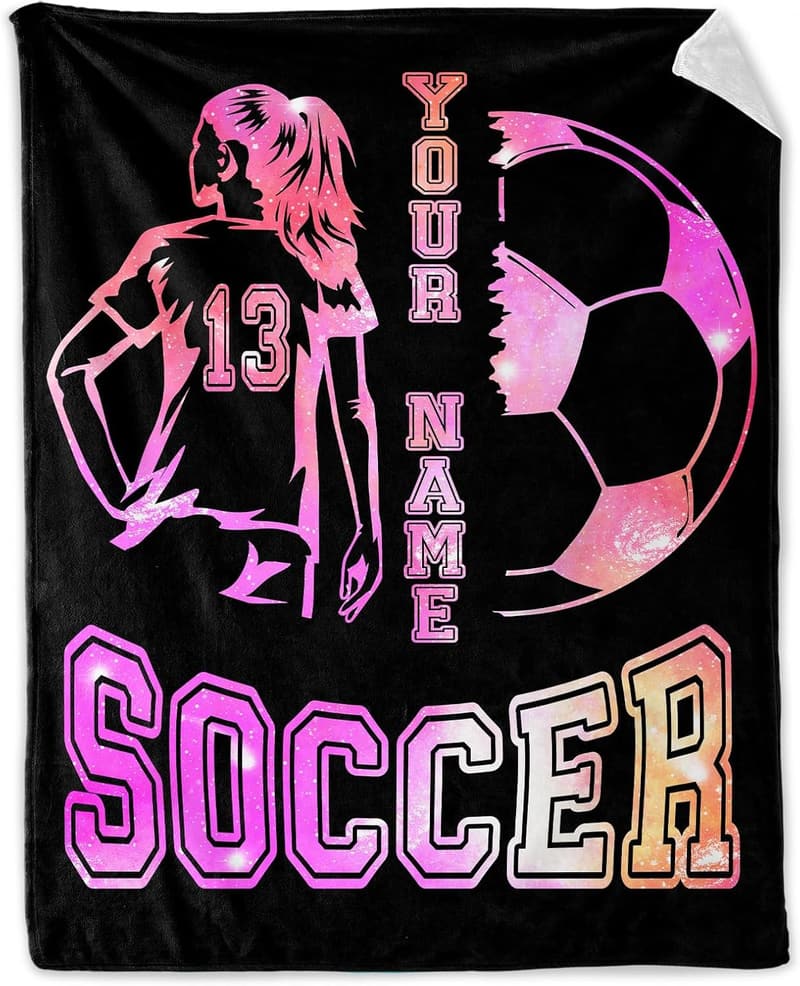 Personalized Soccer Throw Blanket for Girls - Soft & Warm 40x50