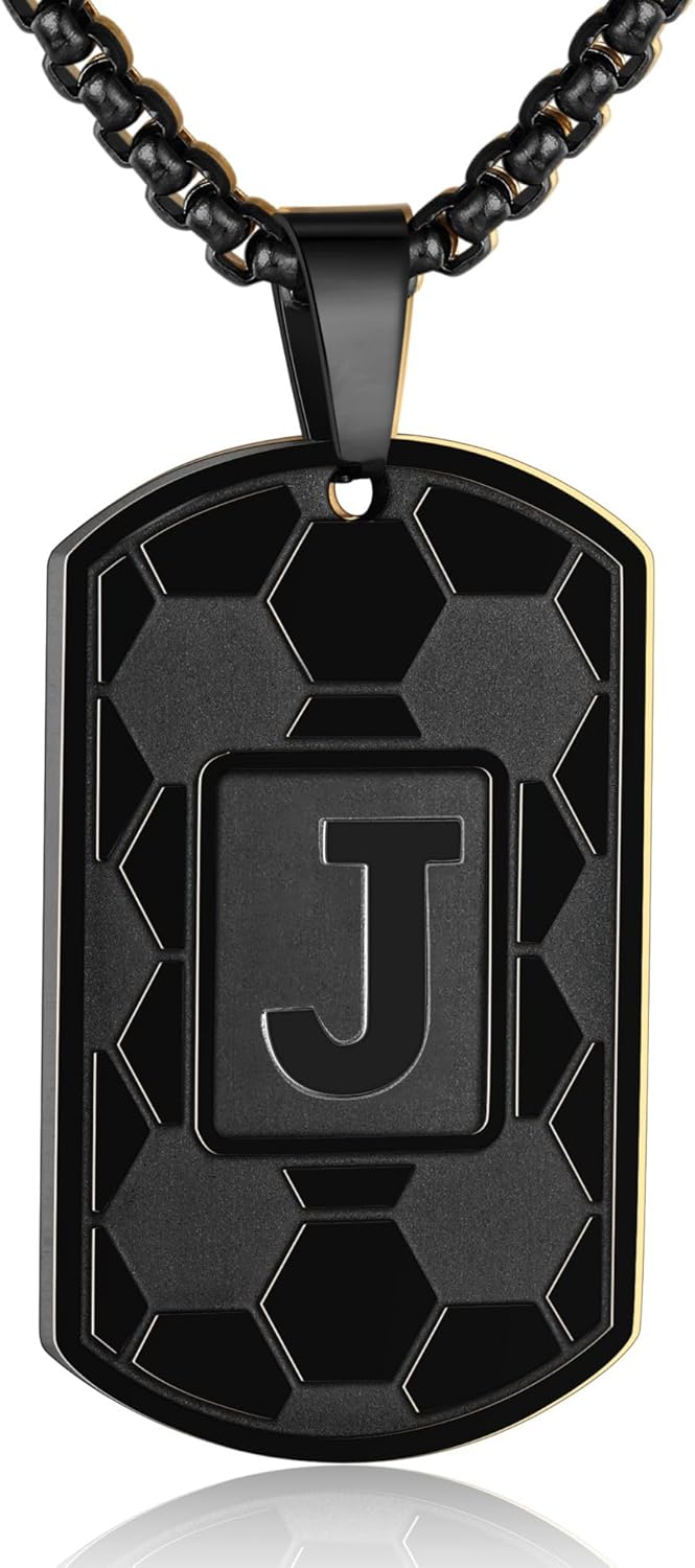 Personalized Soccer Charm Dog Tag Necklace for Men