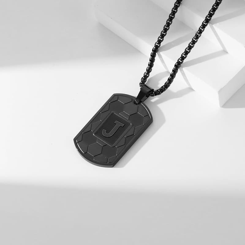 Personalized Soccer Charm Dog Tag Necklace for Men