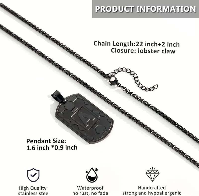 Personalized Soccer Charm Dog Tag Necklace for Men