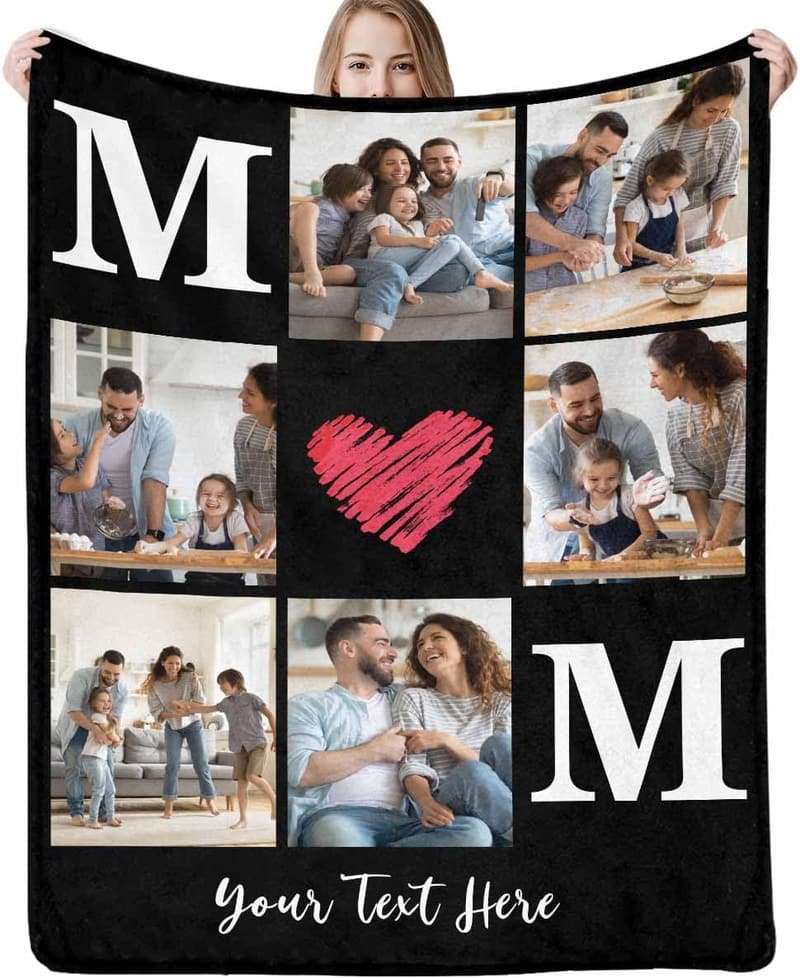 Personalized Photo Blanket for Mom's Birthday and Mother's Day
