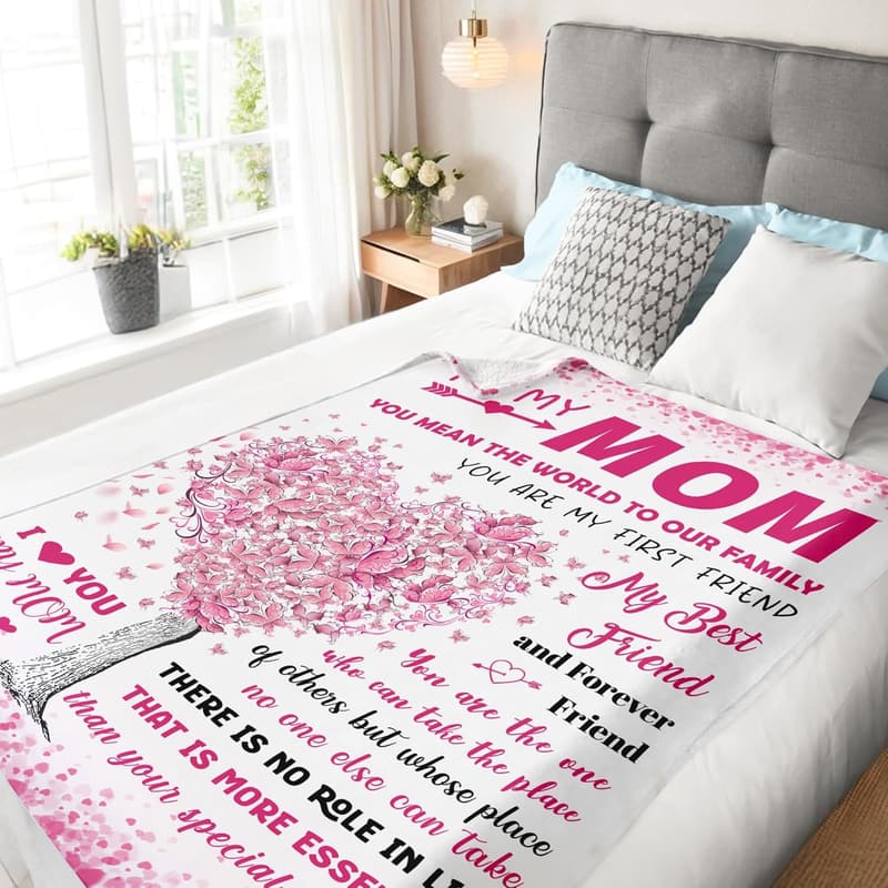 Mother's Day Soft Flannel Throw Blanket for Mom