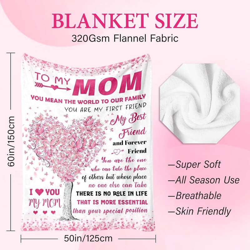 Mother's Day Soft Flannel Throw Blanket for Mom