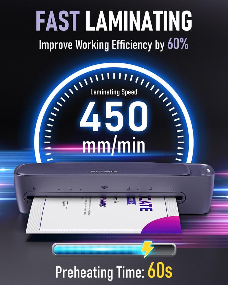 A3 Laminator Machine - 9-in-1 Cold/Hot, 11x17 with 30 Sheets