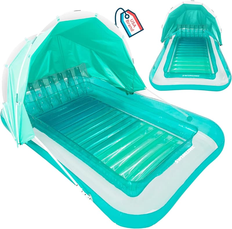 Inflatable Tanning Float with Adjustable Pillow for Pool Relaxation