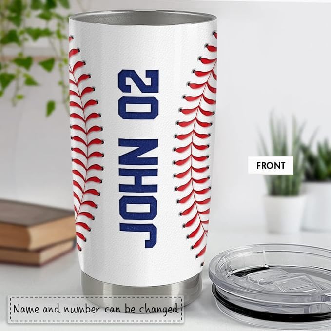 Personalized Baseball Tumbler - Custom Name 20oz/30oz
