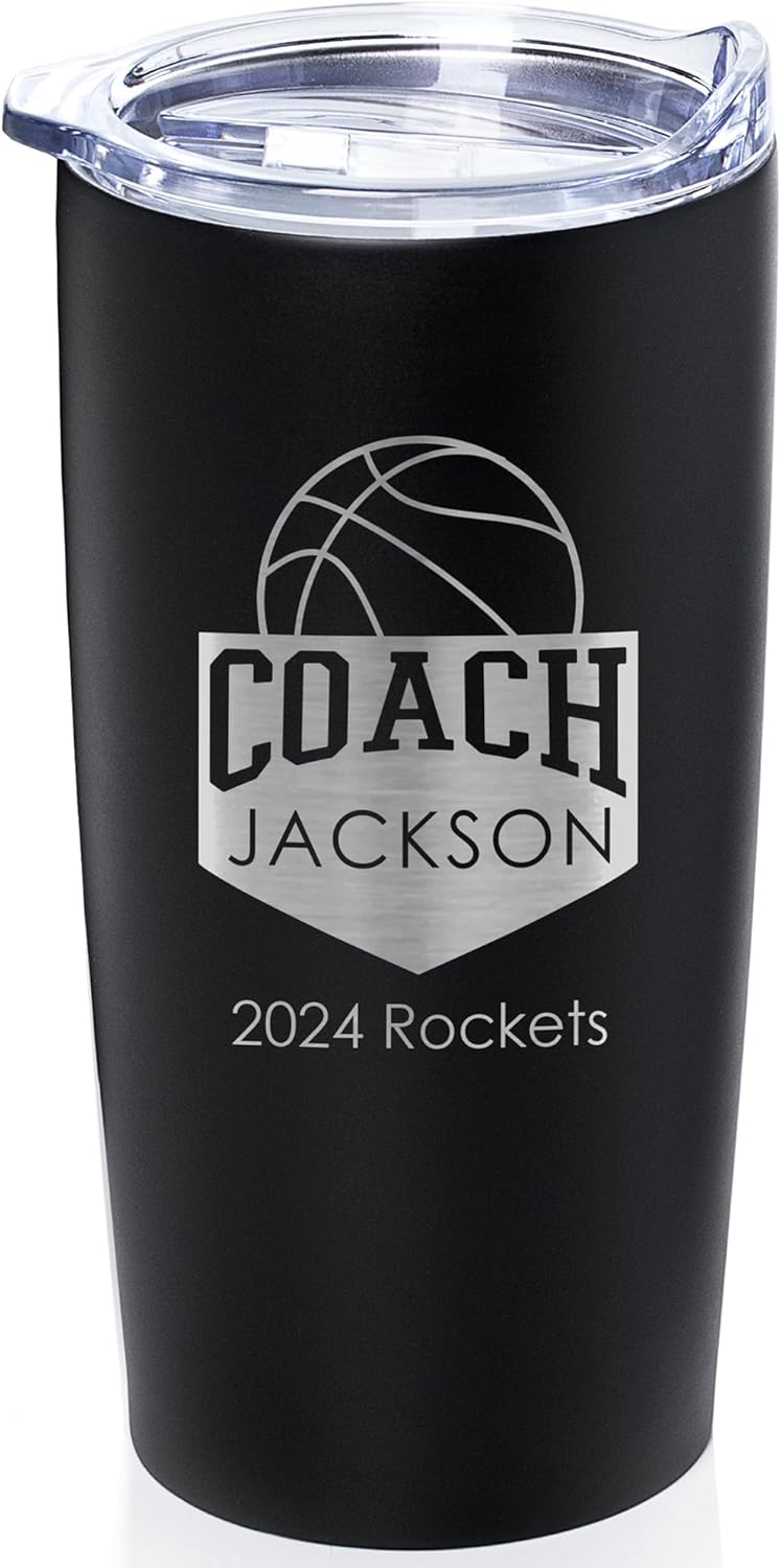 Personalized Basketball Coach Tumbler - Engraved Insulated Mug