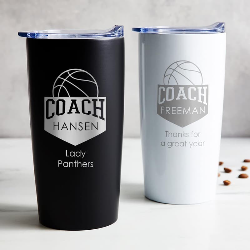 Personalized Basketball Coach Tumbler - Engraved Insulated Mug