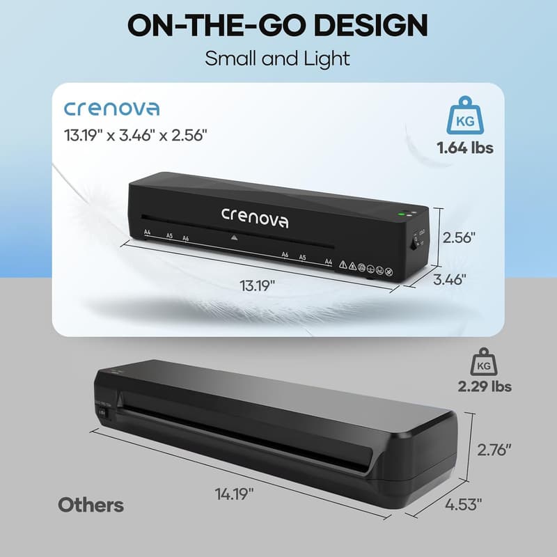 Crenova A4 Laminator Machine with 10 Sheets - Hot & Cold