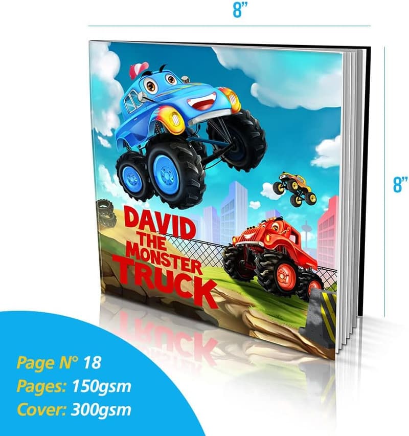 Personalized Monster Truck Storybook for Kids Ages 0-8