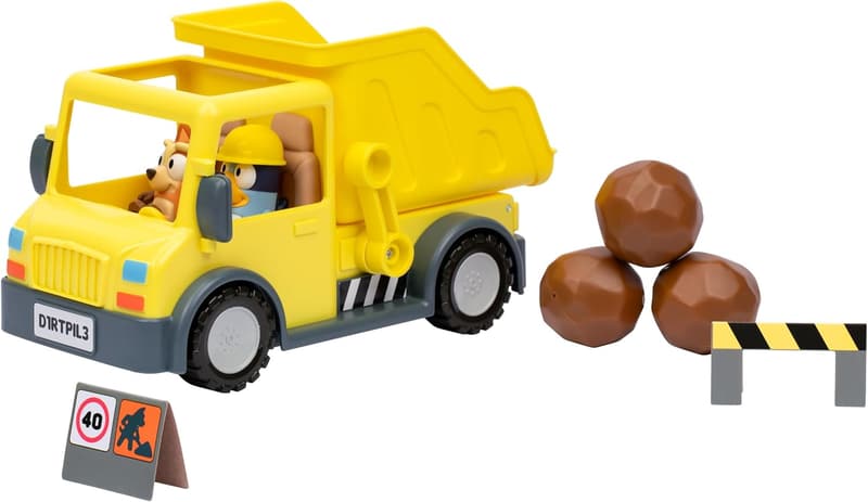 Bluey Dump Truck Toy Set with Hard Hat & Bingo Figures