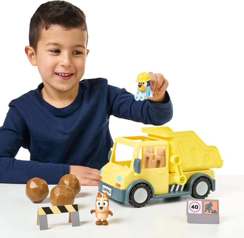 Bluey Dump Truck Toy Set with Hard Hat & Bingo Figures