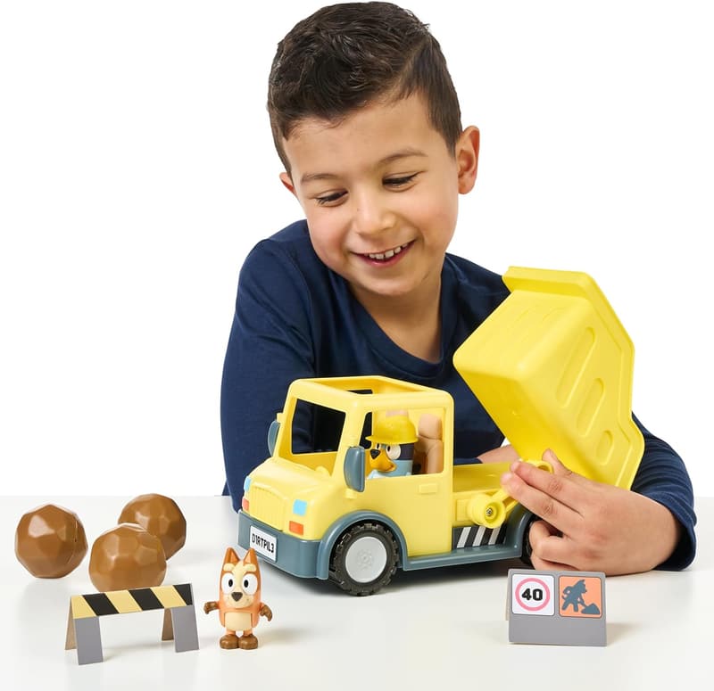 Bluey Dump Truck Toy Set with Hard Hat & Bingo Figures