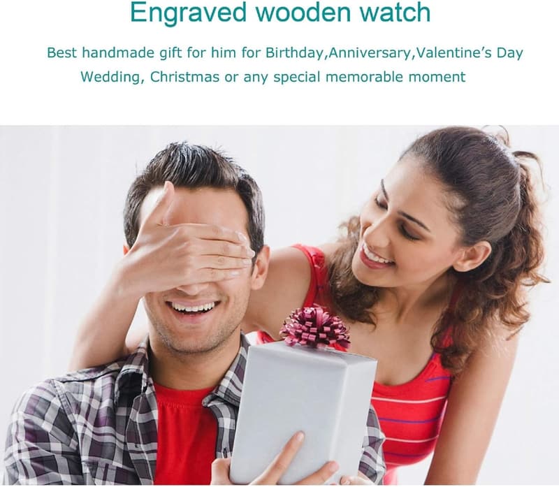 Personalized Engraved Wooden Watch for Him - Custom Anniversary Gift