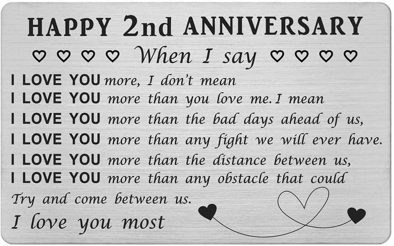 2nd Anniversary Card for Couples - Personalized Gift