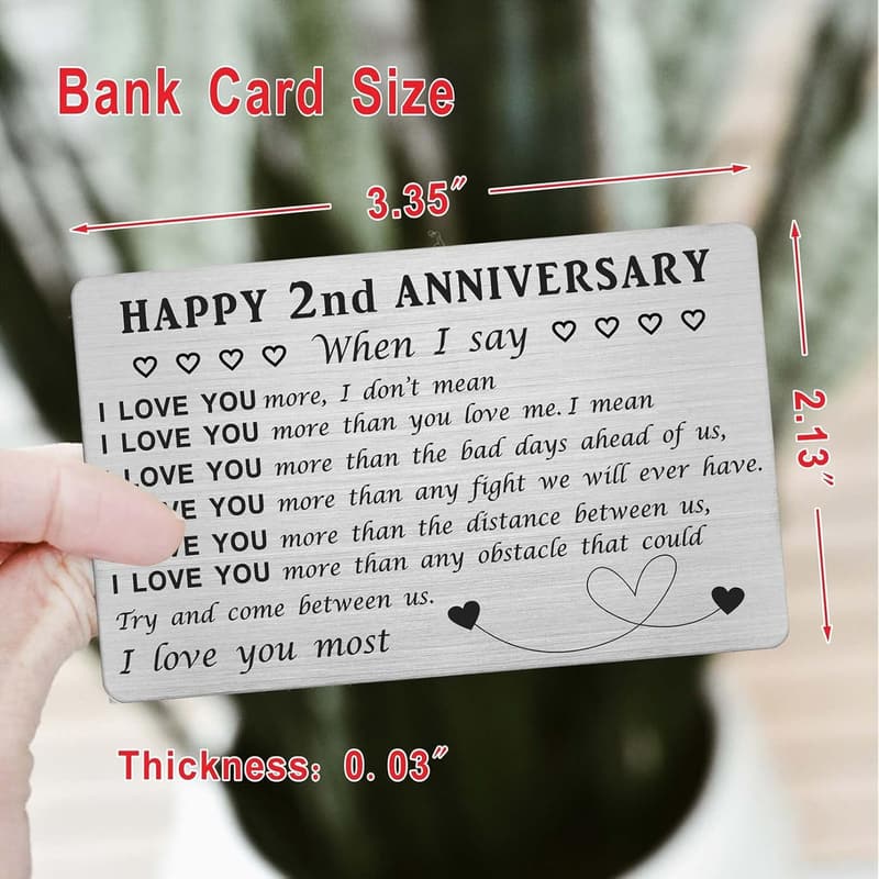 2nd Anniversary Card for Couples - Personalized Gift