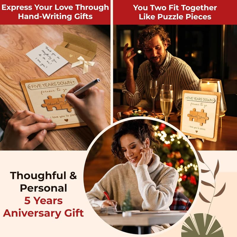 5th Anniversary Wooden Plaque Gift for Couples