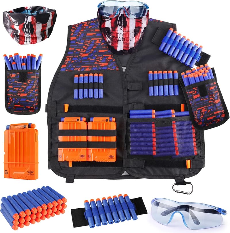 Kids Tactical Vest Kit for Nerf Guns with Refill Darts & Accessories