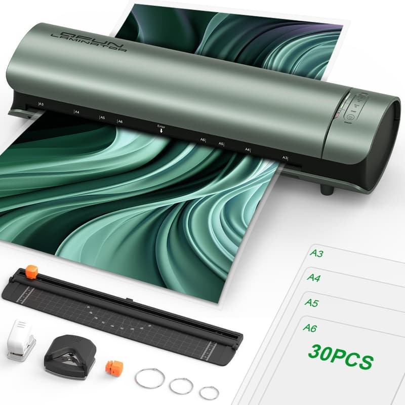 Cold Thermal Laminator Machine with 30 Sheets & Trimmer
