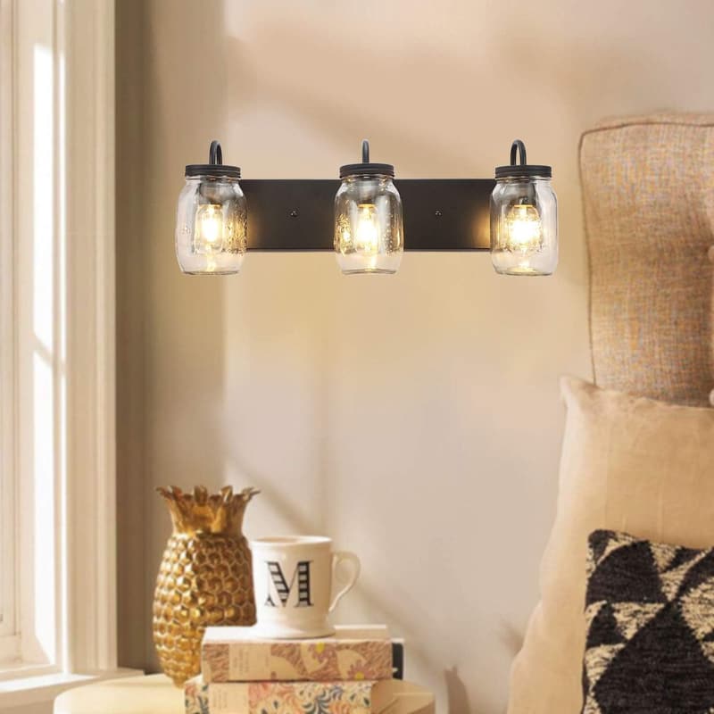 Farmhouse Mason Jar Wall Sconce for Bathroom Lighting