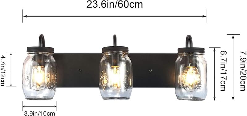 Farmhouse Mason Jar Wall Sconce for Bathroom Lighting
