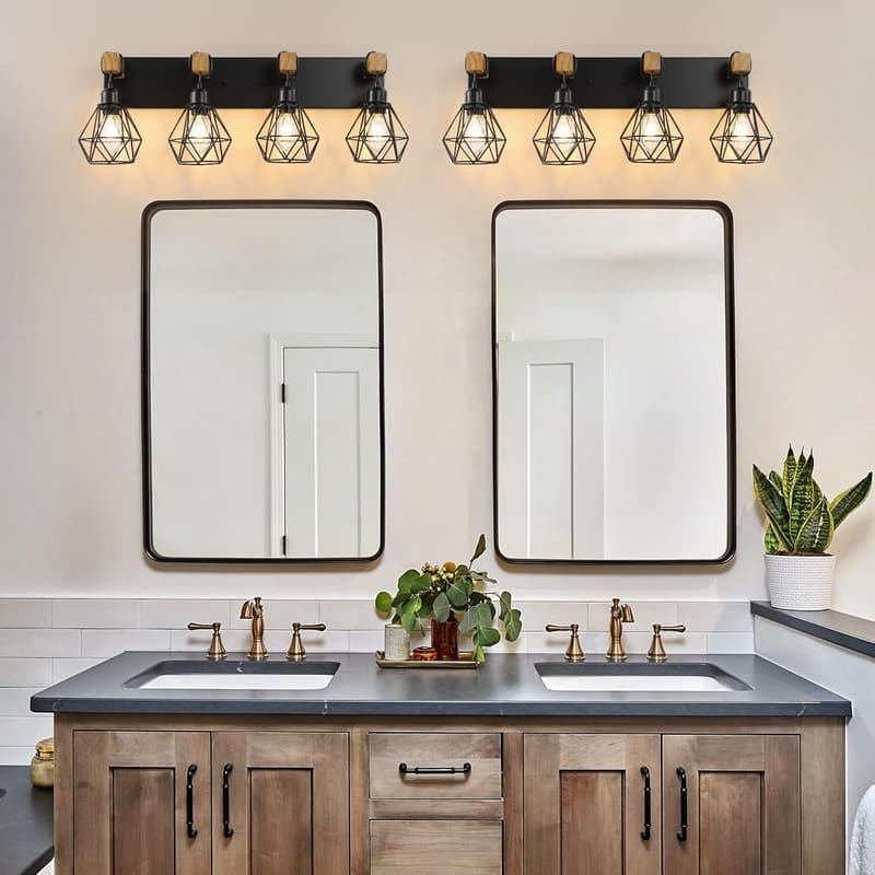 Rustic 4-Light Farmhouse Vanity Wall Lighting Fixture
