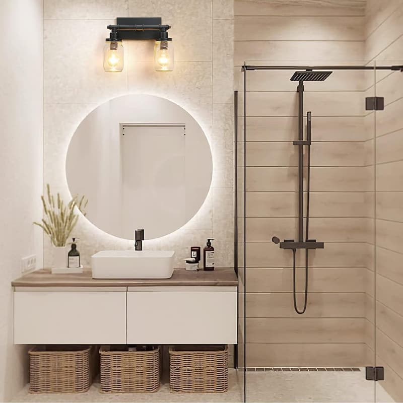 Industrial Vintage Mason Jar Vanity Light for Bathroom