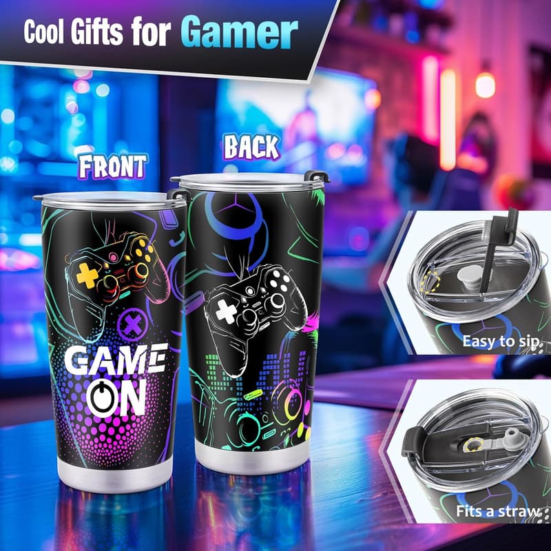 Gaming Tumbler Gift Set for Kids and Teens - Birthday or Christmas