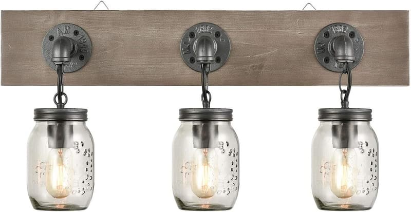 Rustic 3-Light Mason Jar Wall Sconce for Bathroom