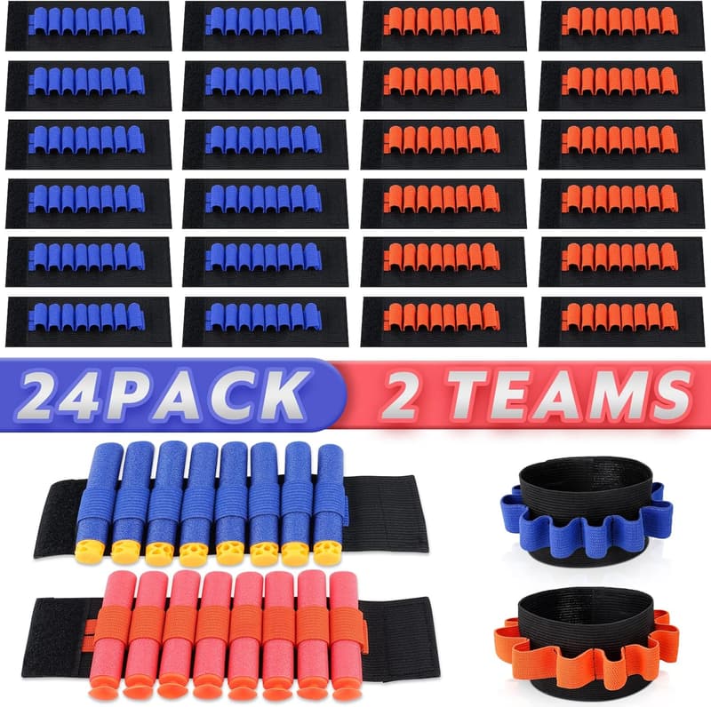 Nerf Gun Party Supplies: 24 Pcs Dart Holders Wristband for Kids