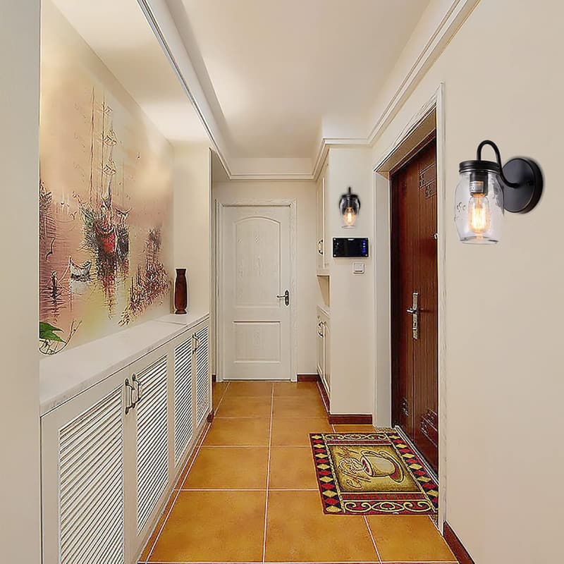Retro Black Wall Sconces Set - Vintage Bathroom Lighting