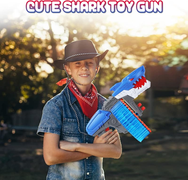Shark Toy Foam Blaster with 120 Soft Bullets for Kids 6+